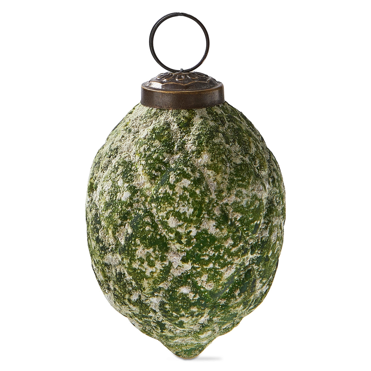 Antiqued Diamond Ornament in Dark Green Glass