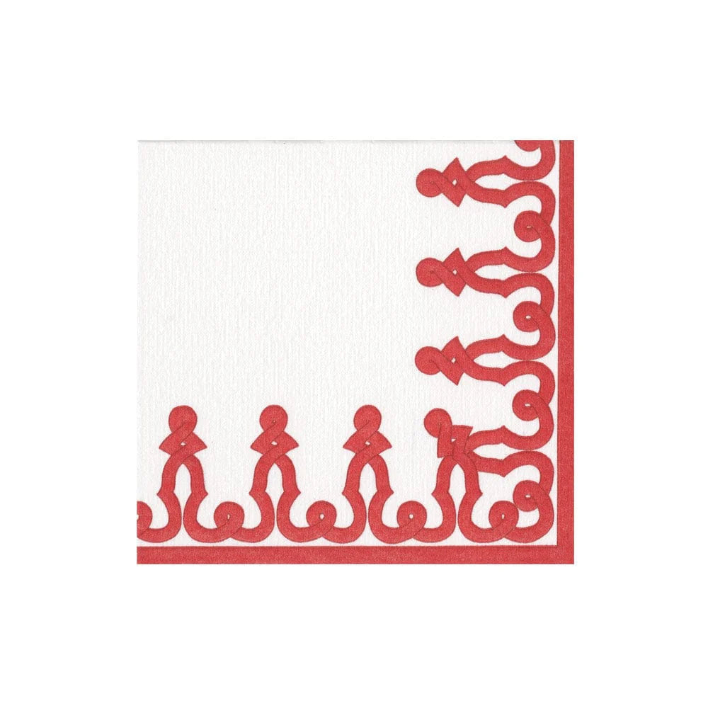 Dessin Passementerie Red Paper Linen Boxed Cocktail Napkins