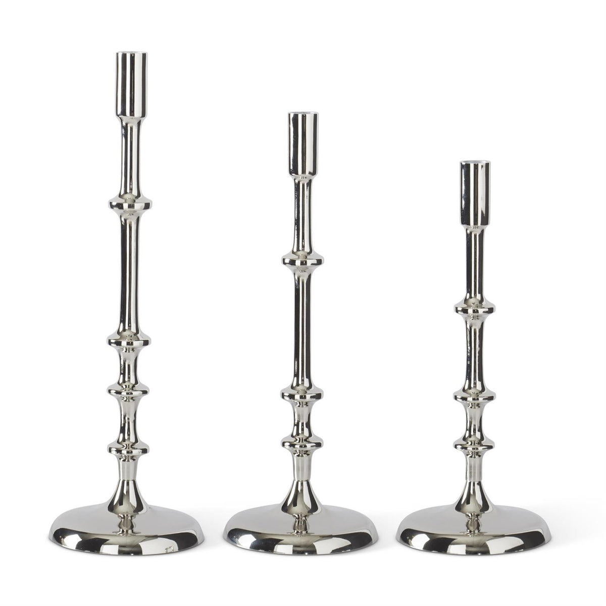 Silver Ribbed Candleholders S/2