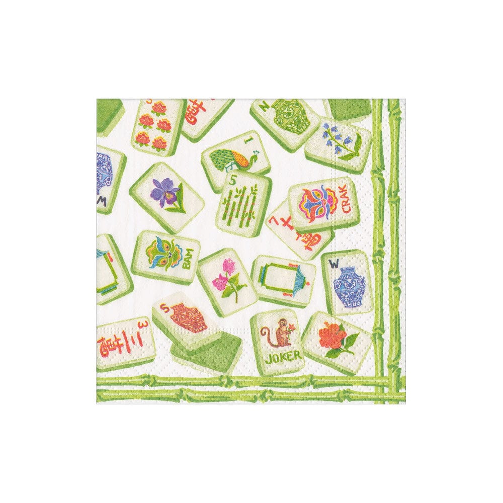 Mahjong Cocktail Napkins Green