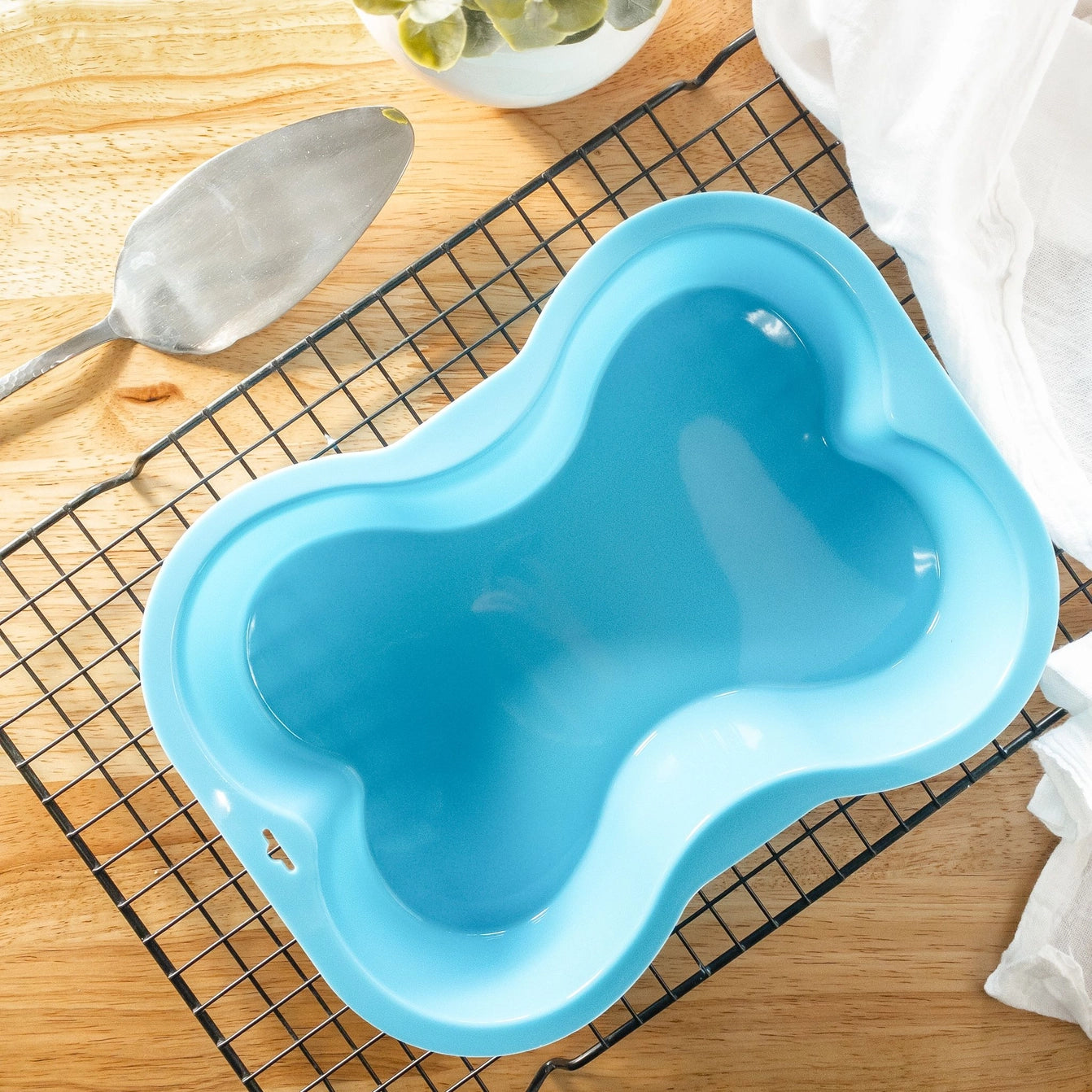 Blue Dog Bone Shaped Silicone Cake Pan