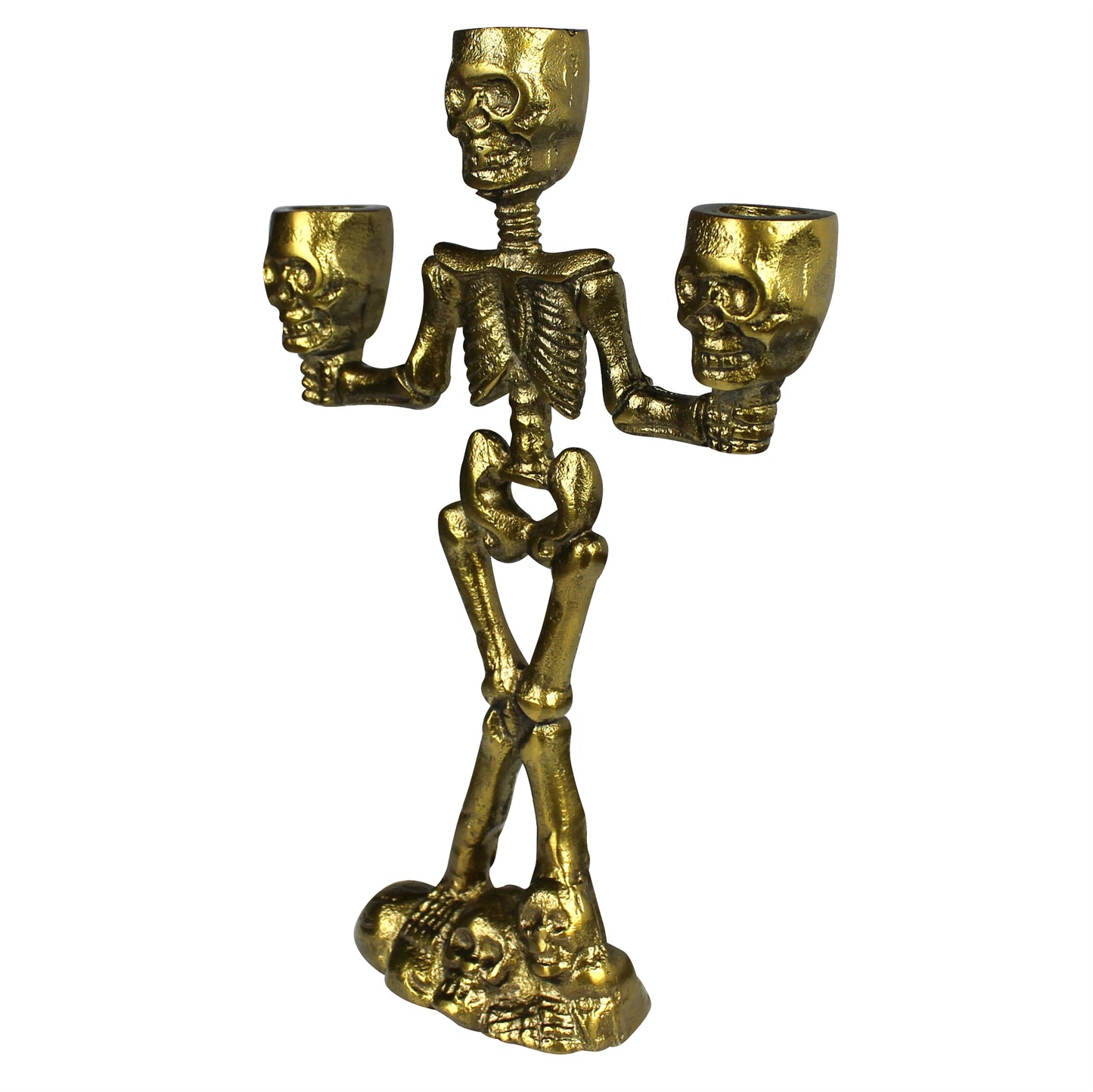 Brass Skeleton Candelabra with Skulls