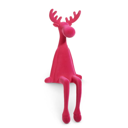 Hot Pink Flocked Sitting Moose