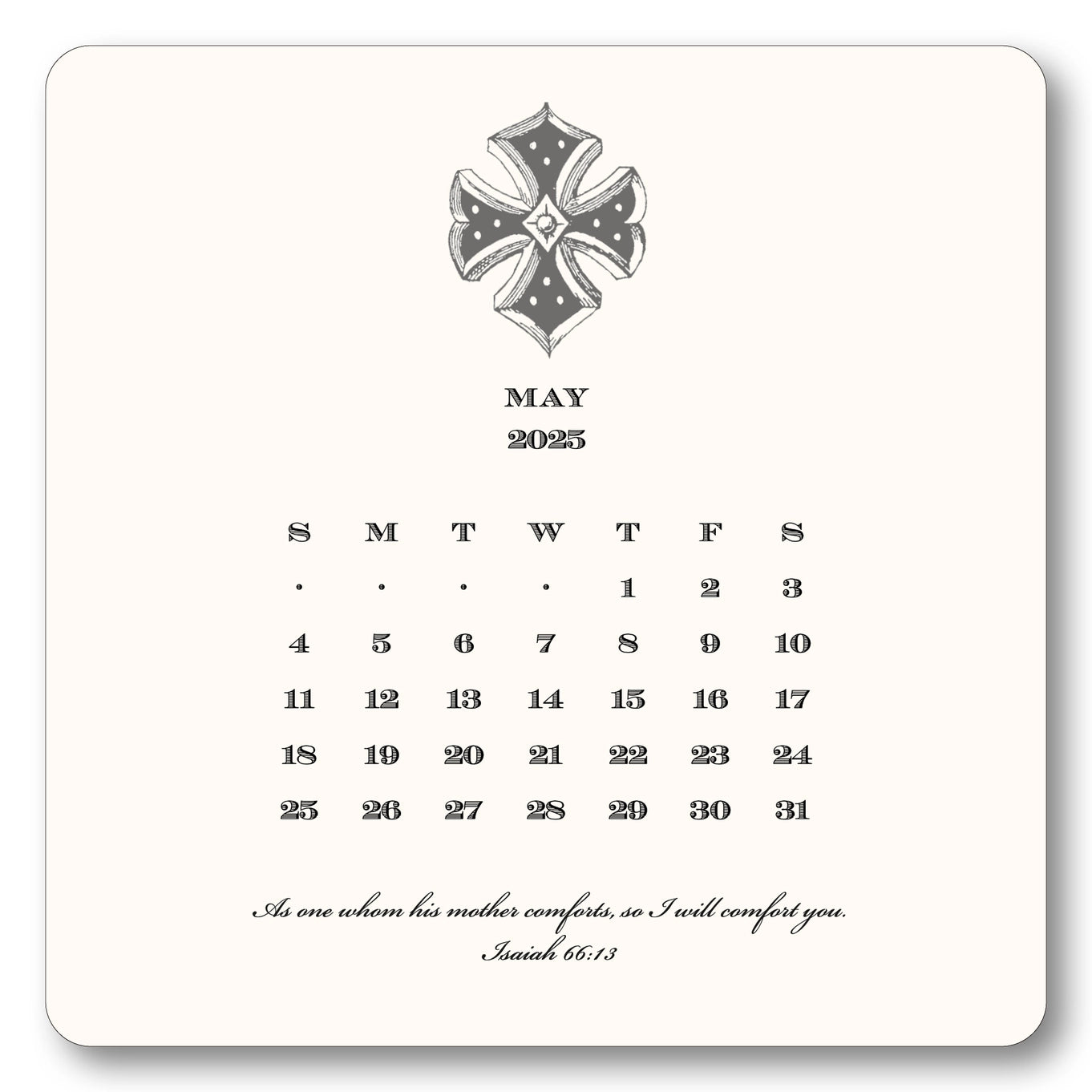 2026 Cross Calendar with Easel