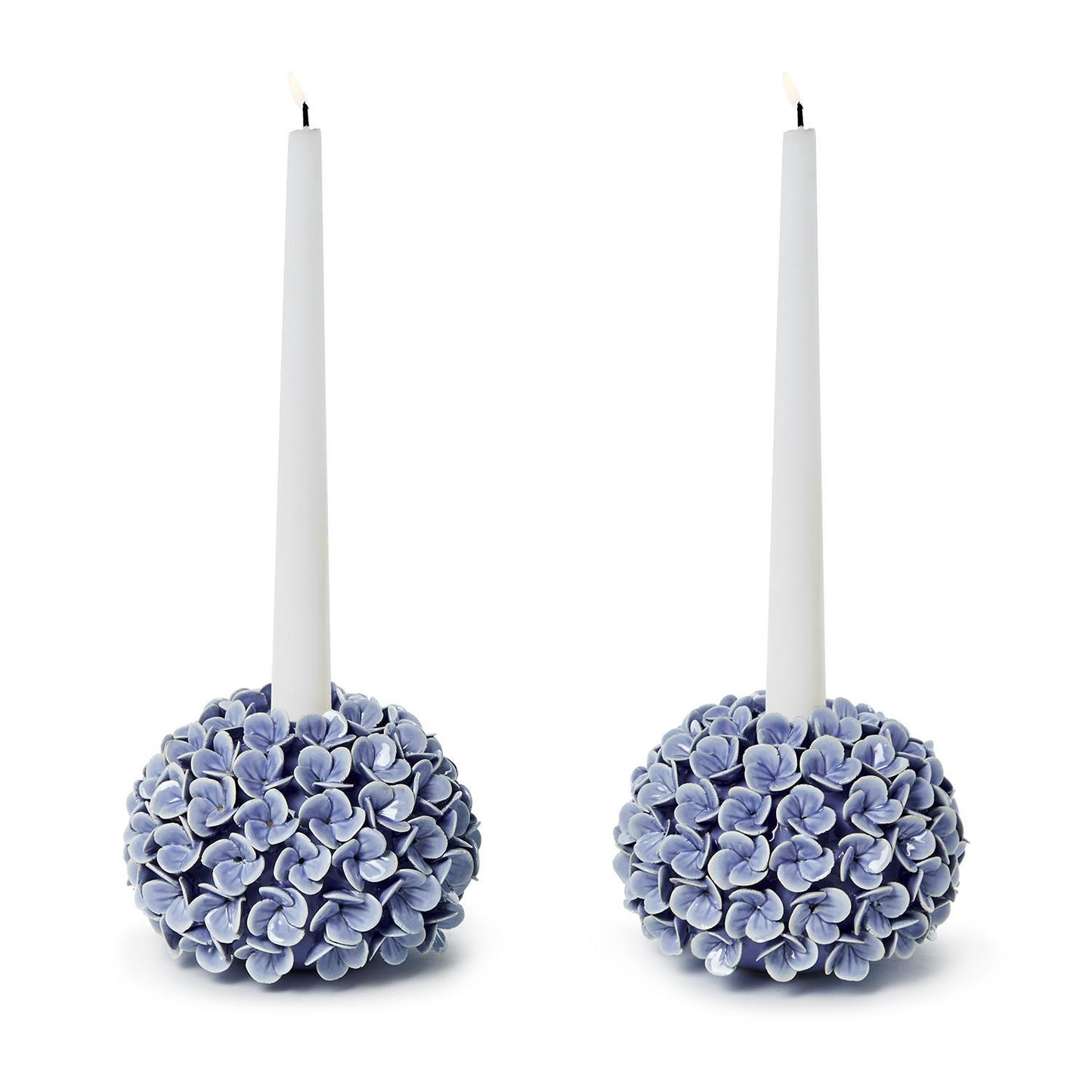 Hydrangea Taper Holders S/2 -Blue
