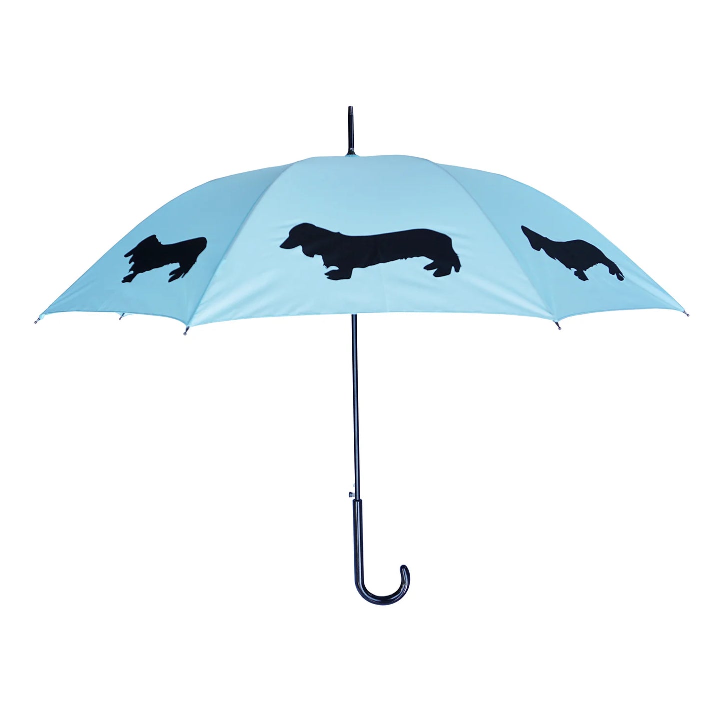 Dachshund Long-Haired Umbrella Black on Blue