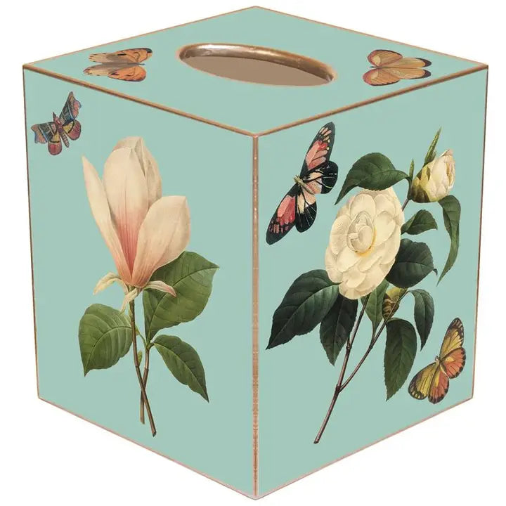 Tissue Box - Aqua Floral