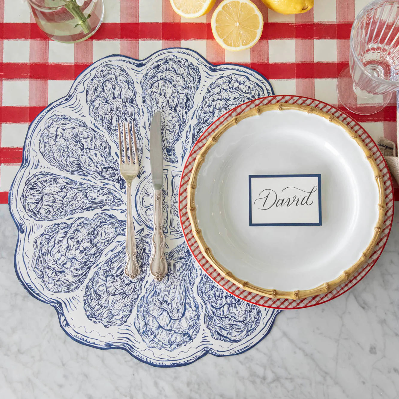 Die-cut Blue Oyster Plate Placemat