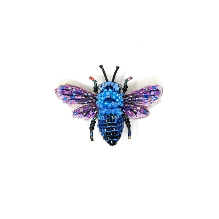 Blue Bumble Bee Brooch Pin