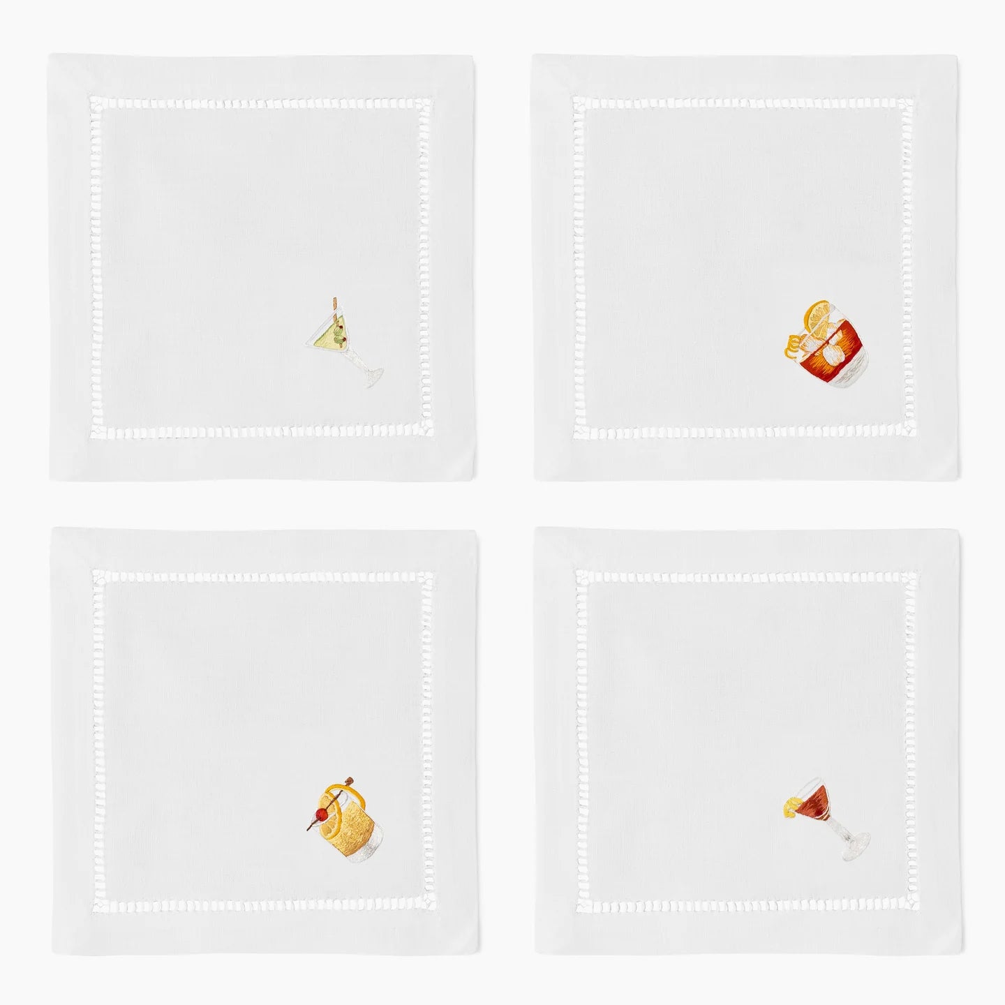 Classic Drinks Cocktail Napkins S/4