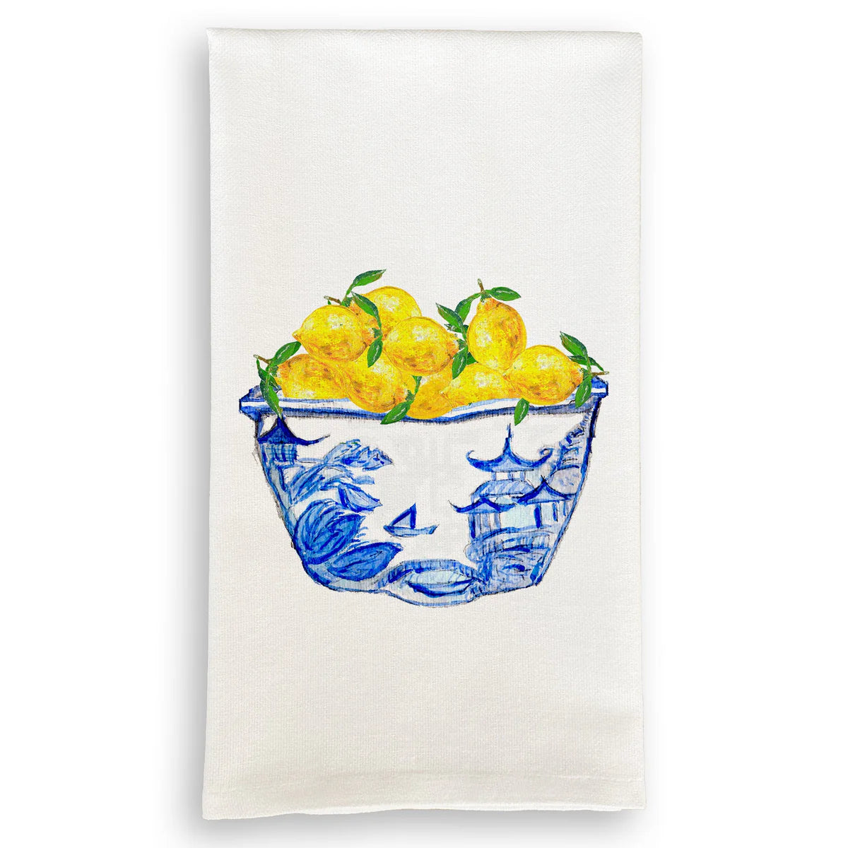 Blue & White Bowl with Lemons Kitchen Towel