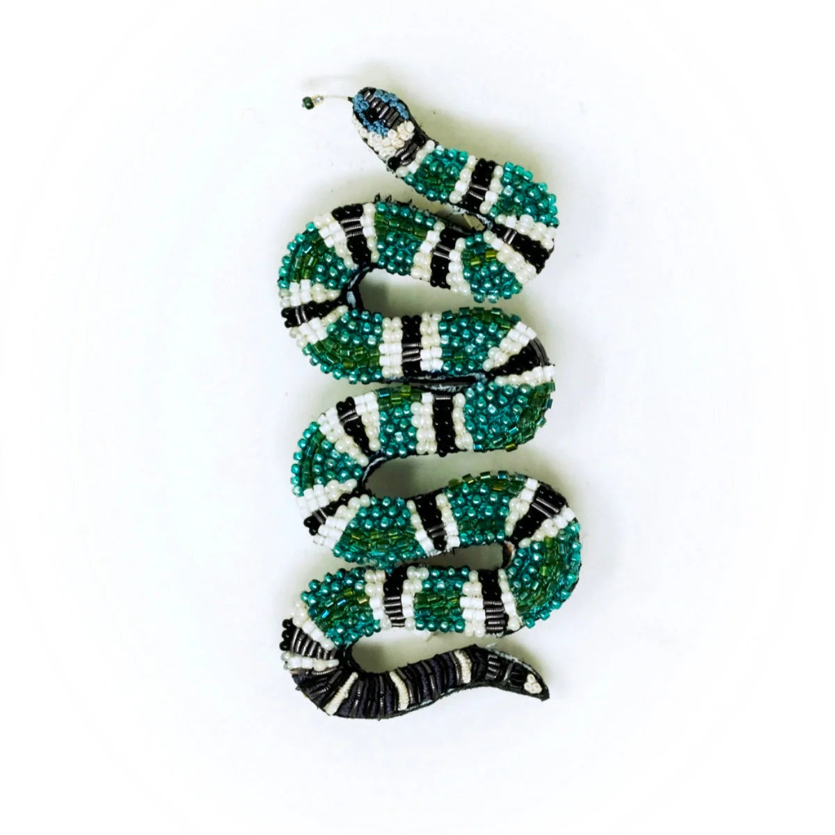 Green Banded Snake Brooch Pin
