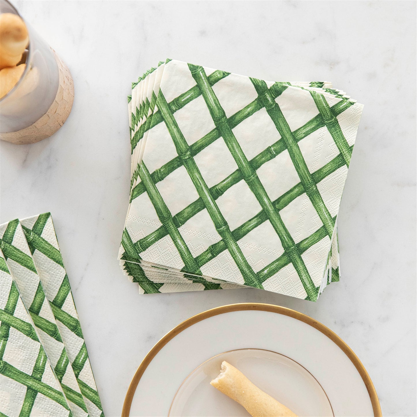 Green Lattice Cocktail Napkin