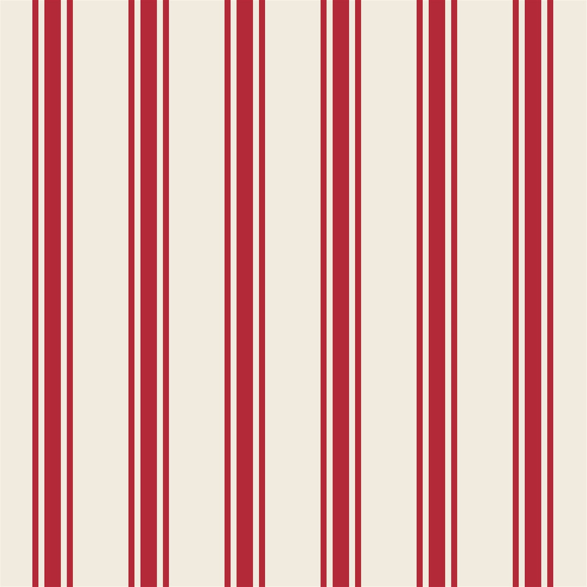Red Linen Stripe Cocktail Napkin