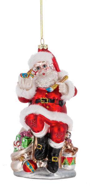 Santa w Rocking Horse Ornament