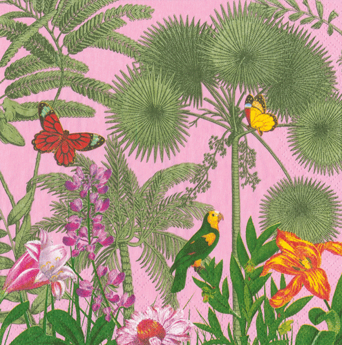 Paradise Garden Cocktail Napkin Pink