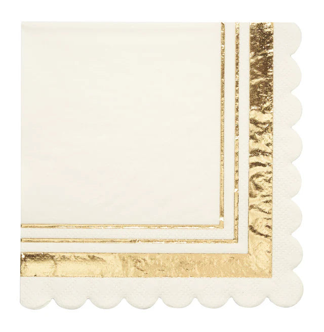 Gold/White Cocktail Napkin