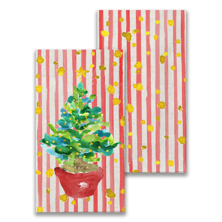 Red Potted Christmas Tree Guest Towel