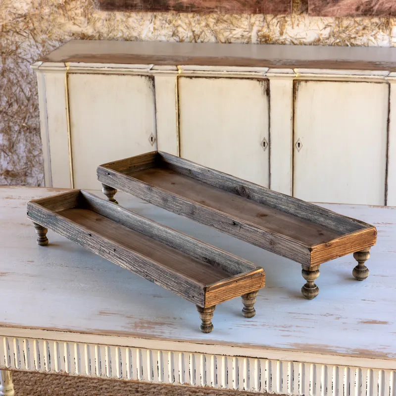 Wooden Serving Trays on Turned Legs DISPLAY