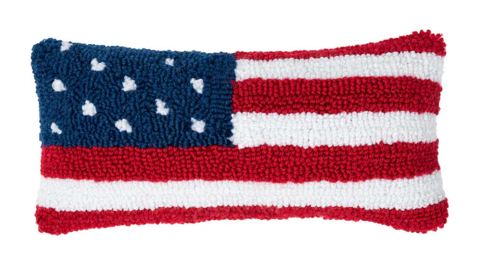 American Flag Hooked Pillow