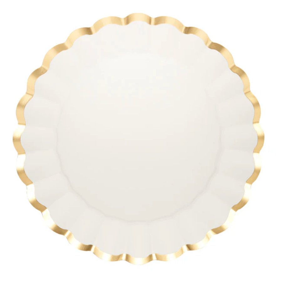 Gold & White Scalloped Charger