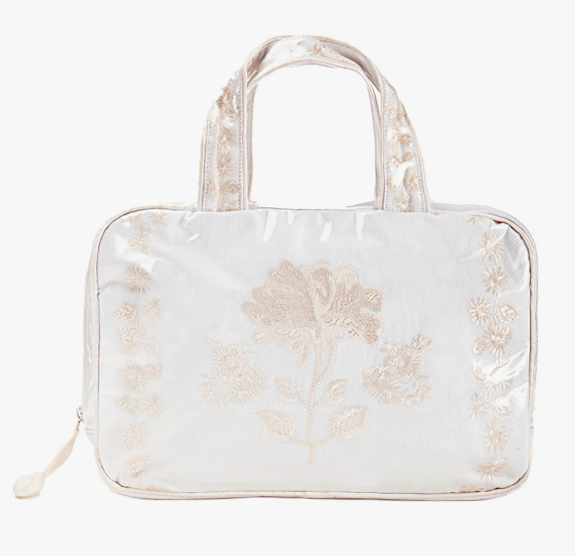 Ivory Peony Hanging Cosmetic Bag