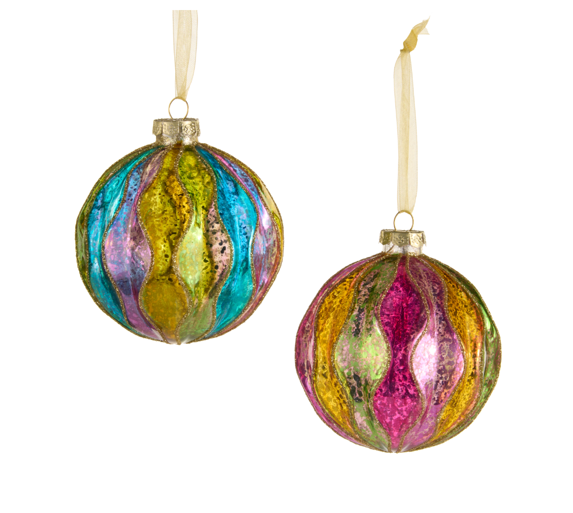 Antiqued Glitter Ball Ornament