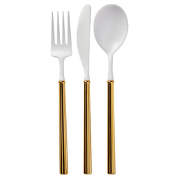 Villa Cutlery White/Gold Handle 24 pc