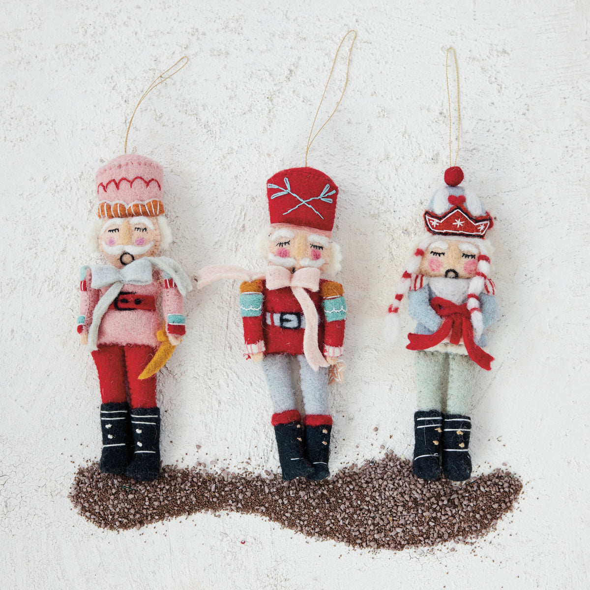 Handmade Wool Felt Nutcracker Ornament - 3 Styles