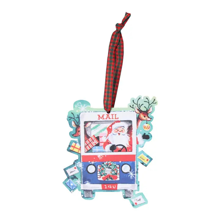 Santa in Mail Truck Ornament