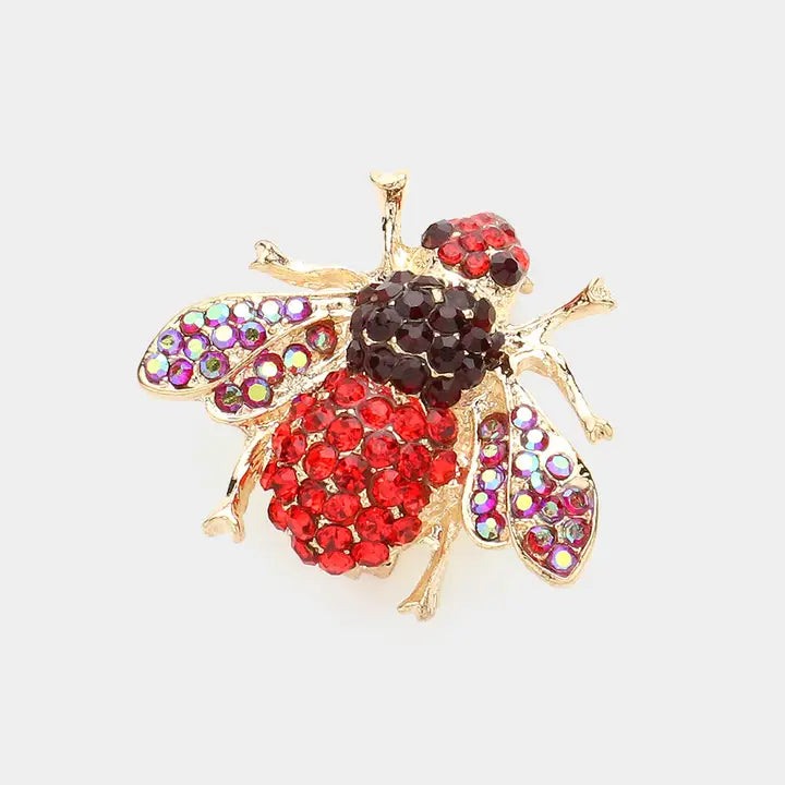Honey Bee Crystal Pin Brooch