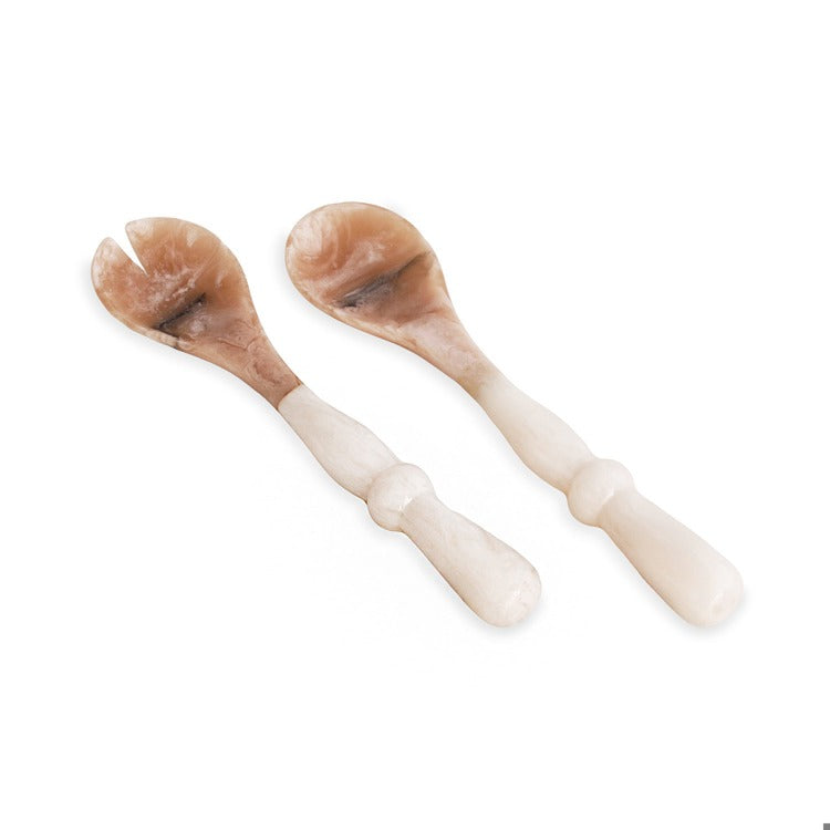 Alabaster White Swirl Salad Servers