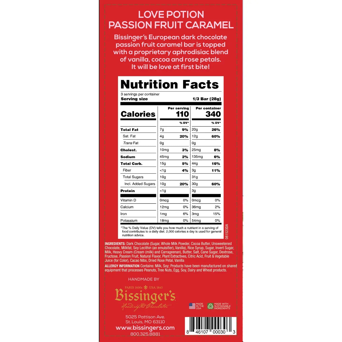 Bissinger's Dark Chocolate Love Potion Bar