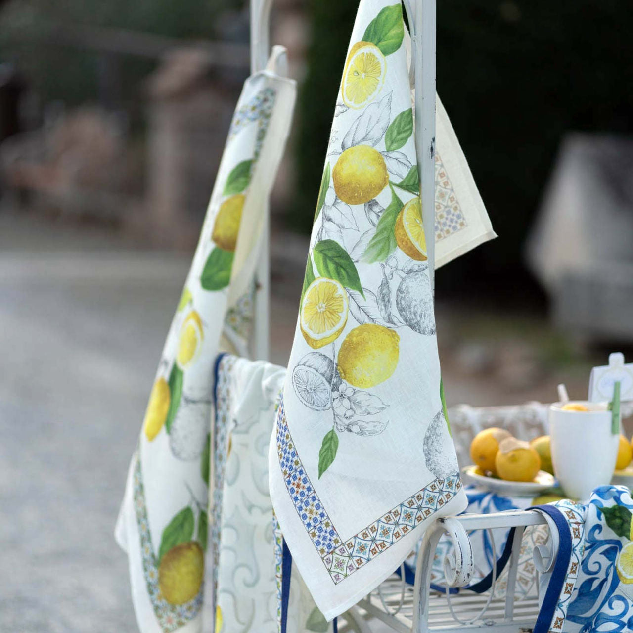 Cetara Linen Tea Towel - Blue