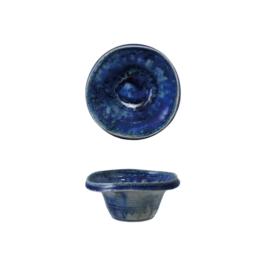 Stoneware Crackle Bowl - Cobalt