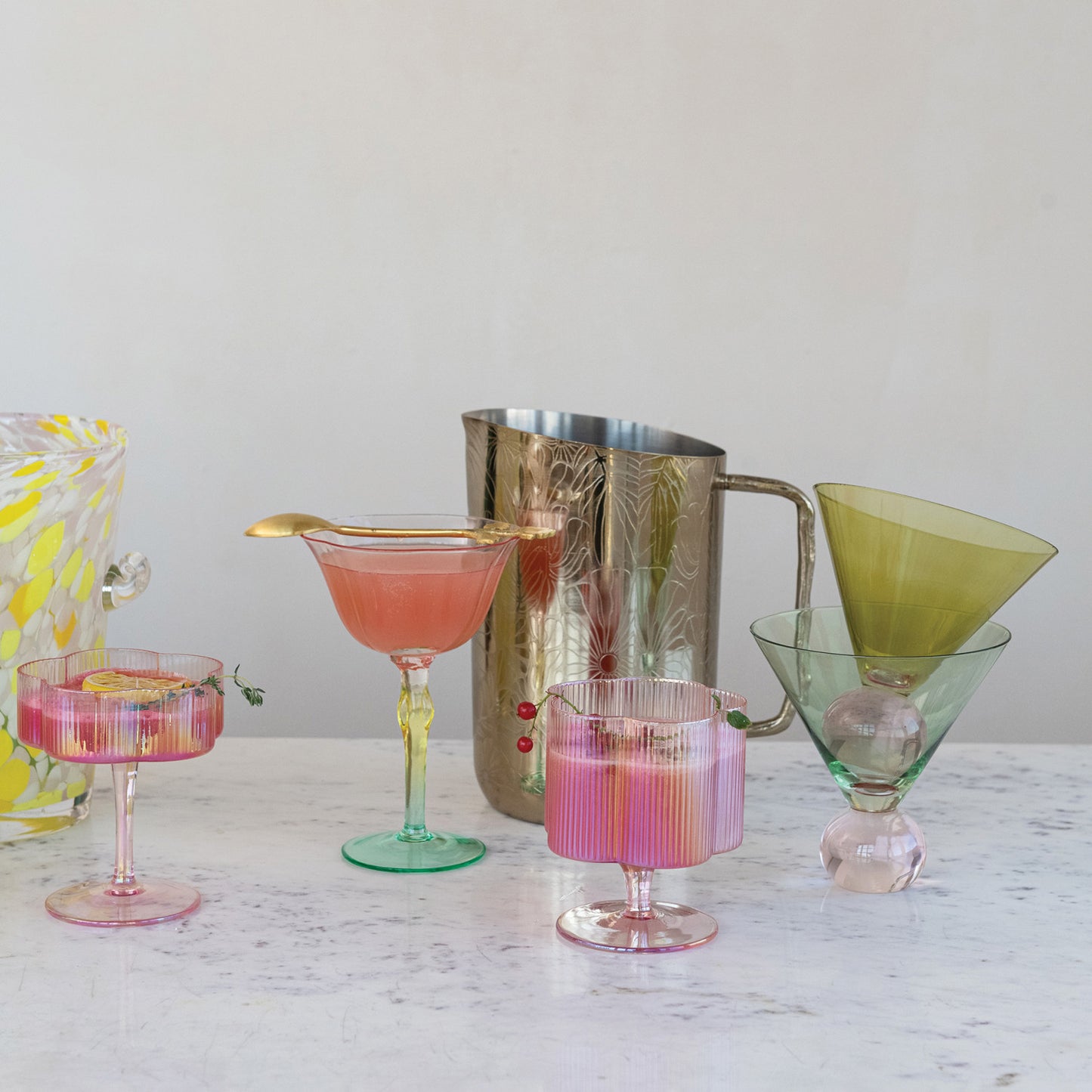 Hand-Blown Stemmed Wine Glass S/2