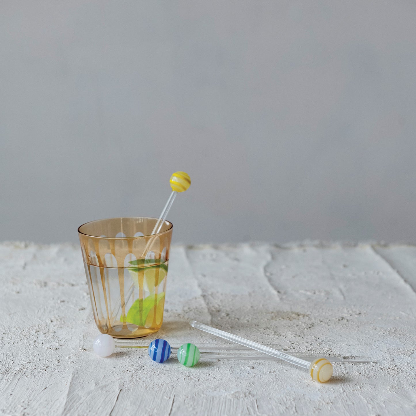 Striped Ball Handle Cocktail Stirrers