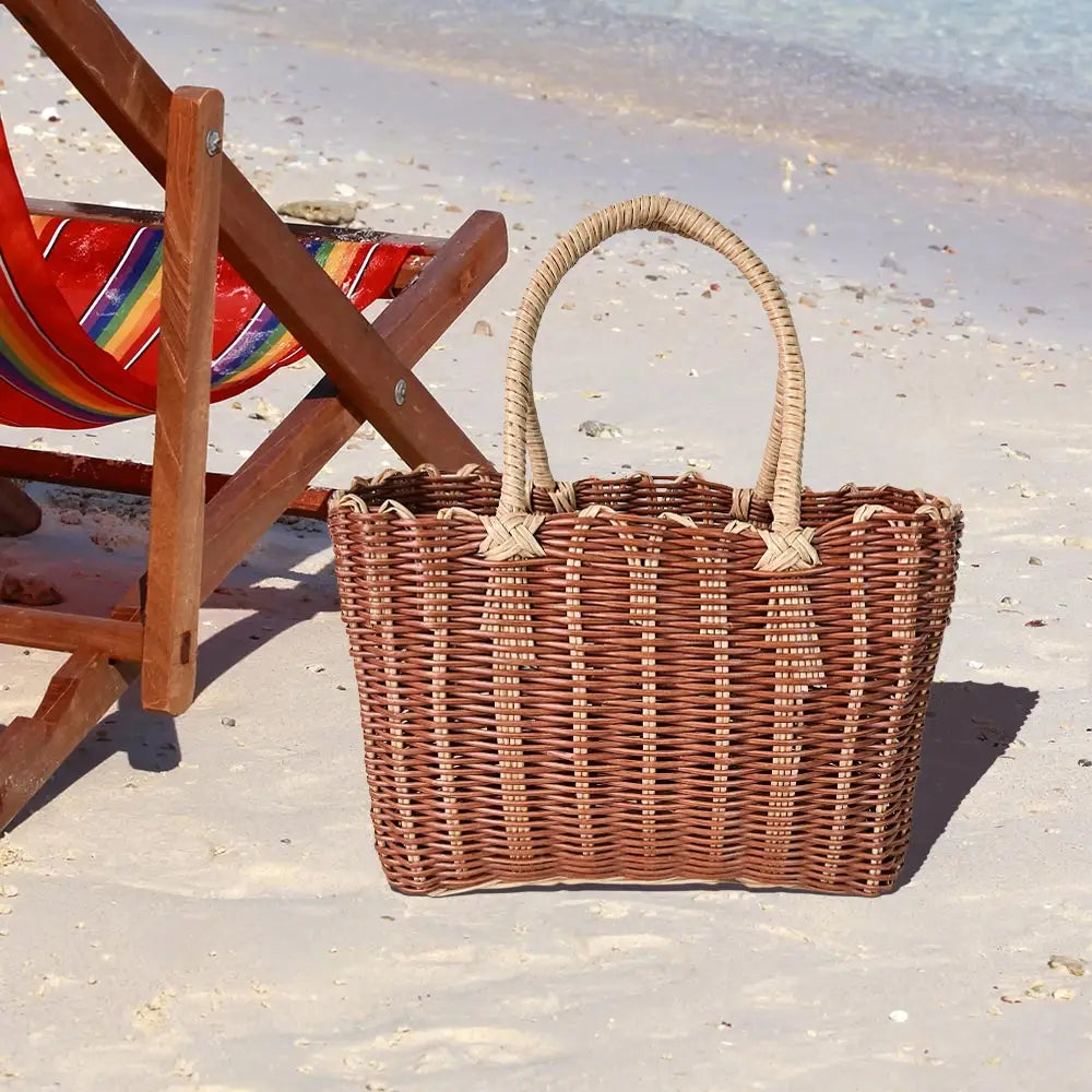 Basket Weave Tote Bag Brown
