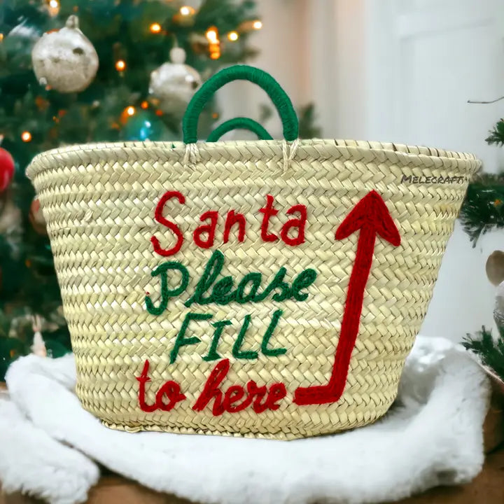 Christmas Eve Straw Tote