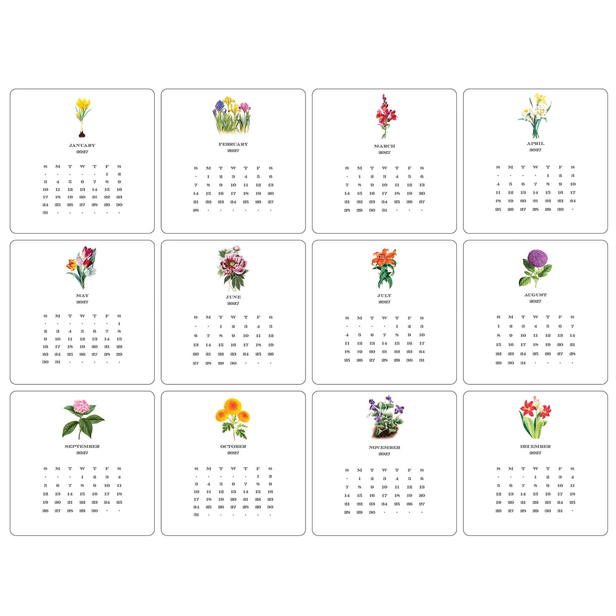 2027 Floral Calendar