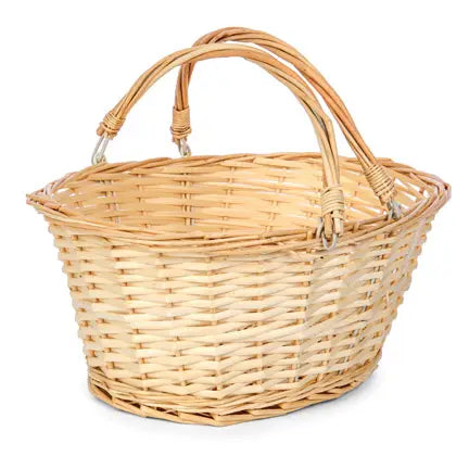 Oval White Willow Market Drop Handle Basket