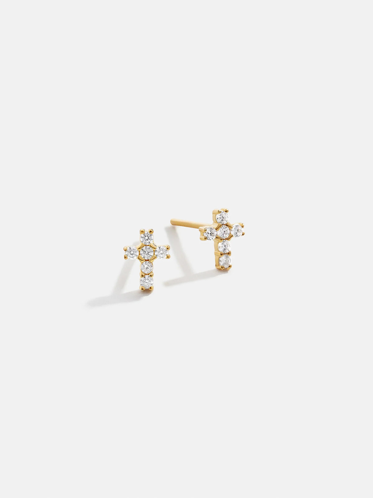 Christina 14K Gold Pave Cross Earrings