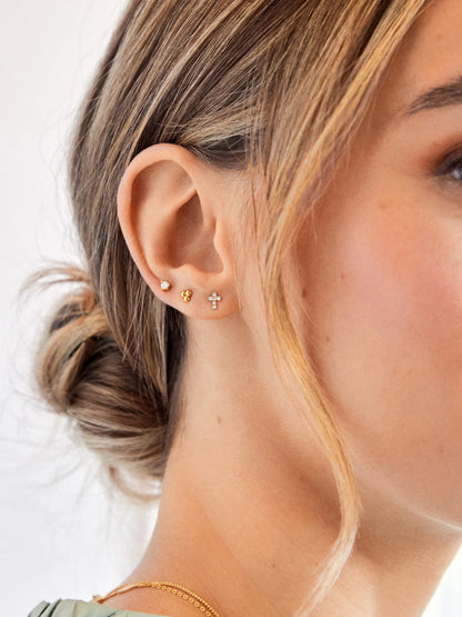 Christina 14K Gold Pave Cross Earrings