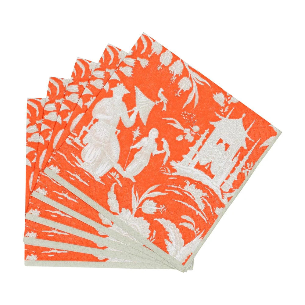 Silk Road Toile Mandarin Cocktail Napkin