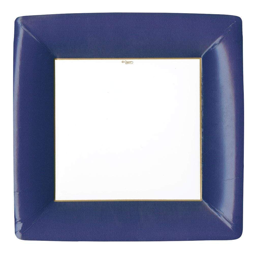 Grosgrain Border Navy Square Dinner Plate