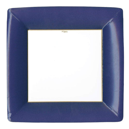 Grosgrain Border Navy Square Dinner Plate