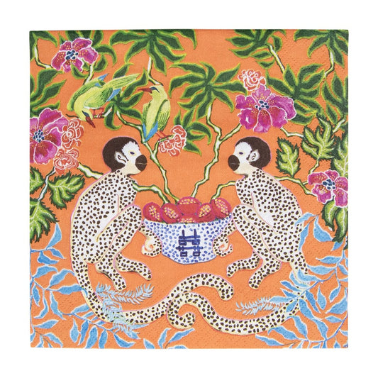 Monkeys Orange Luncheon Napkins
