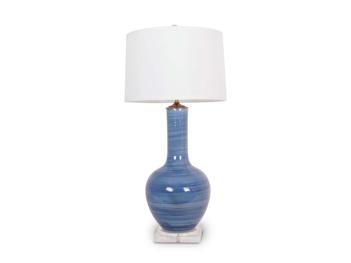 Light Blue Gourd Vase Lamp w Acrylic Base 32"