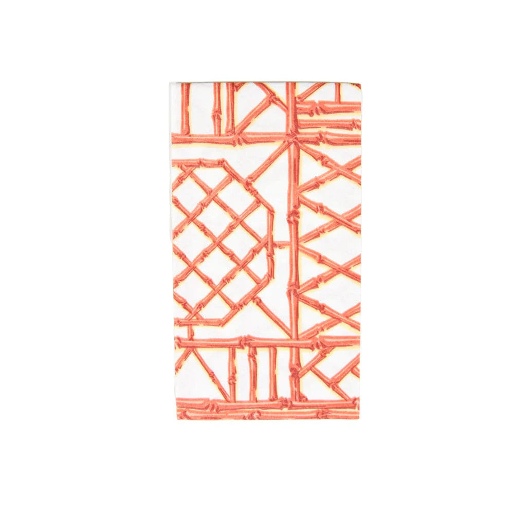 Bamboo Screen Coral Paper Linen Guest Towel Napkins