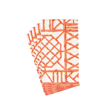 Bamboo Screen Coral Paper Linen Guest Towel Napkins